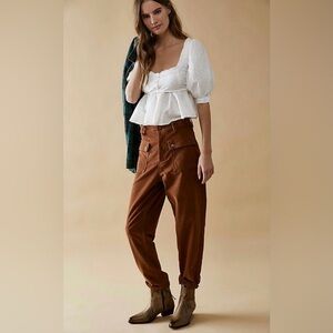 Free People Amber Brown Corduroy Trouser Pants NWT Size 4